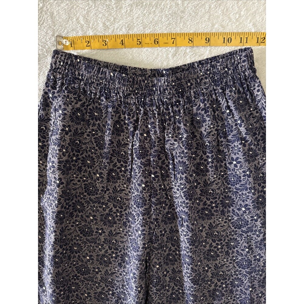 Blue White Floral Ditsy Print Wide Leg Palazzo Pants High Waist Size XS - Picture 12 of 15